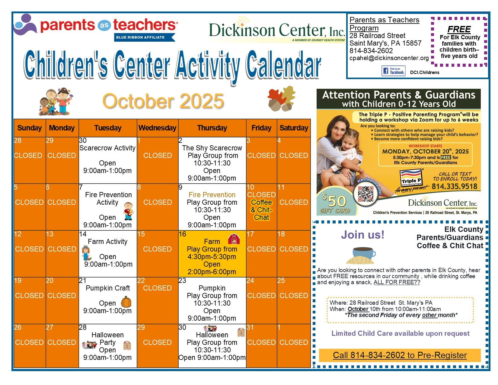 Parents As Teachers Calendar