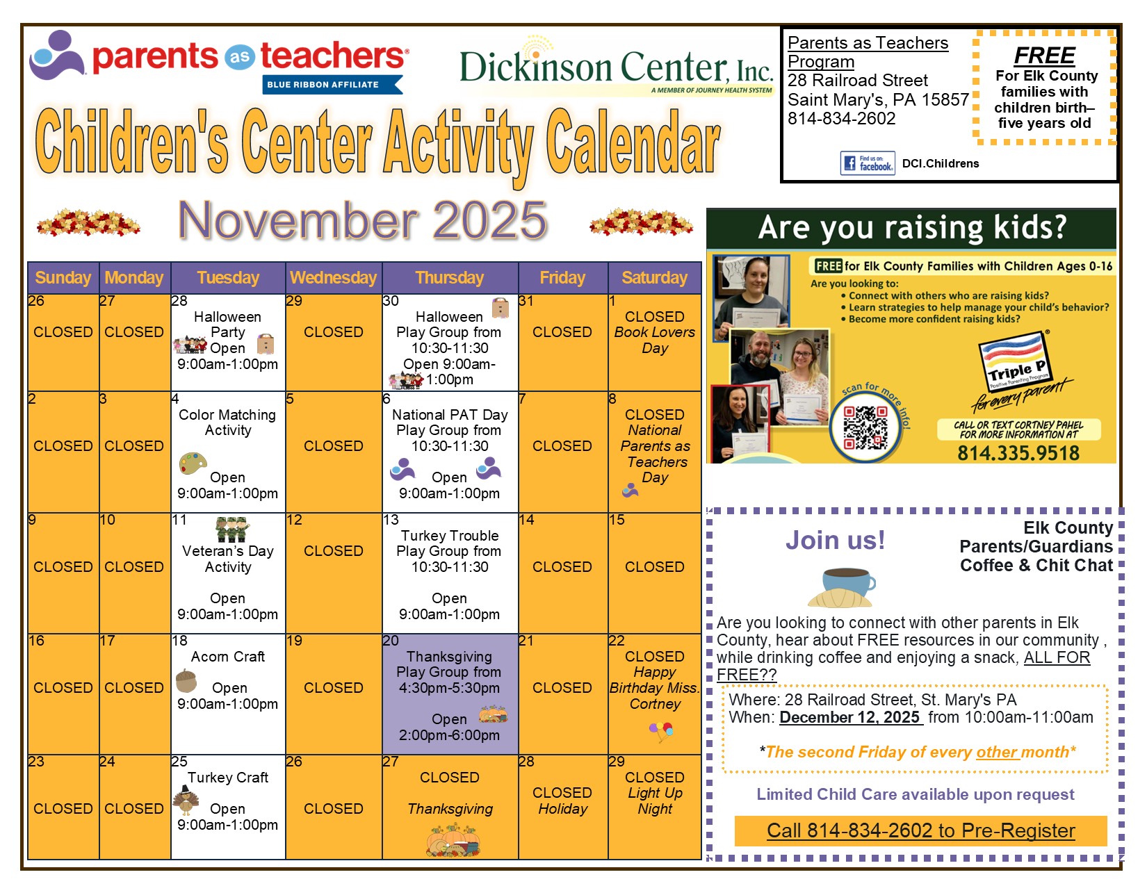 Parents As Teachers Calendar